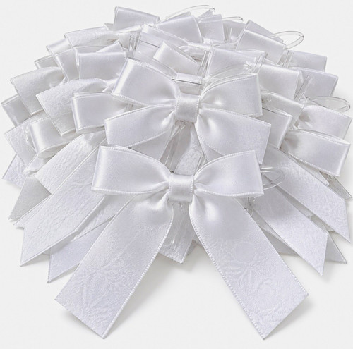 White satin ribbon bows - white,