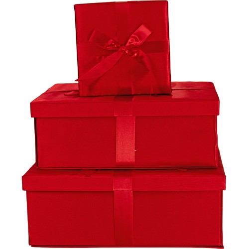 Red satin christmas boxes - satin,