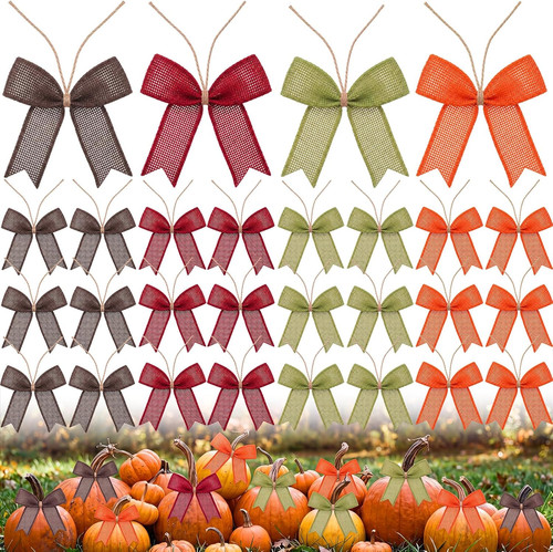 Pcs fall burlap bows 3 - fall, 3.5